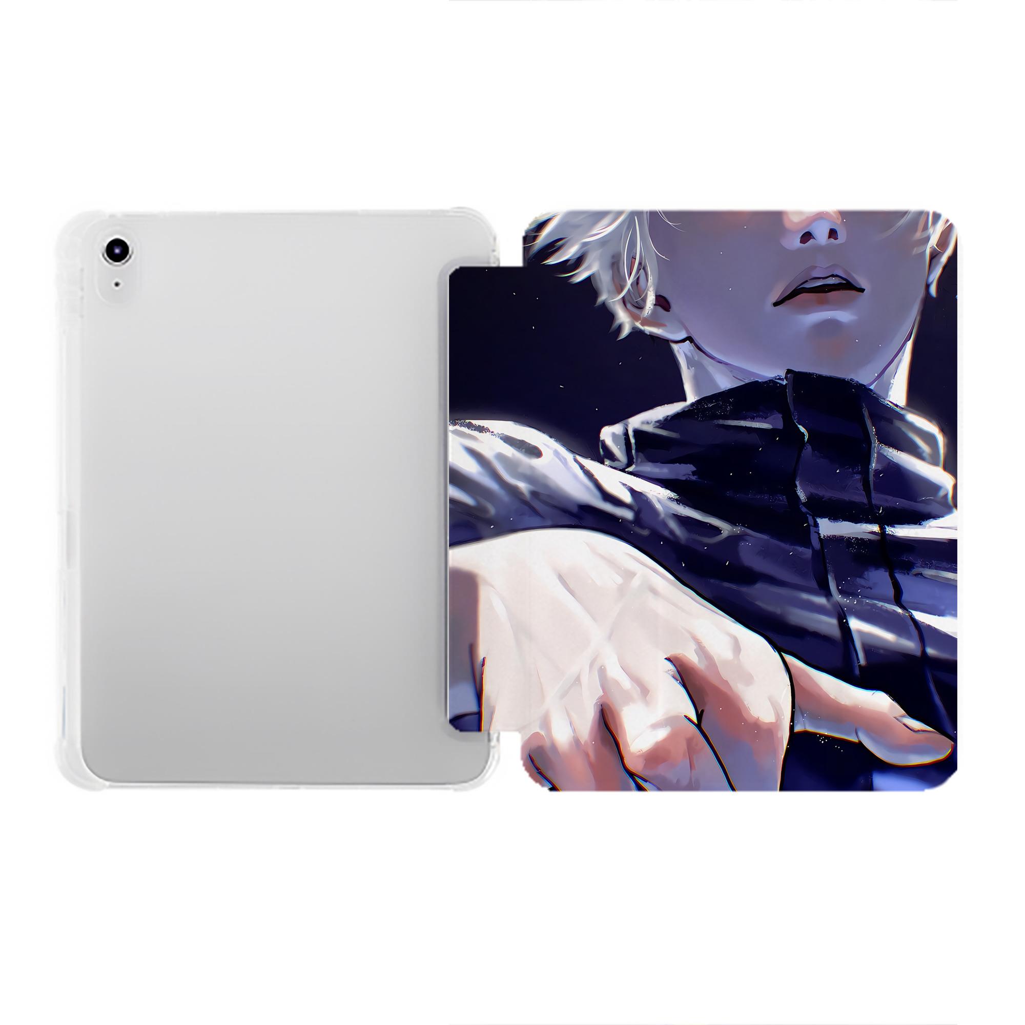（画像用） 呪術廻戦 Jujutsu Kaisen IPad ケース ペン収納付き 三つ折りスタンド PUレザー×シリコン 対応機種9.5/10.5/10.9インチ